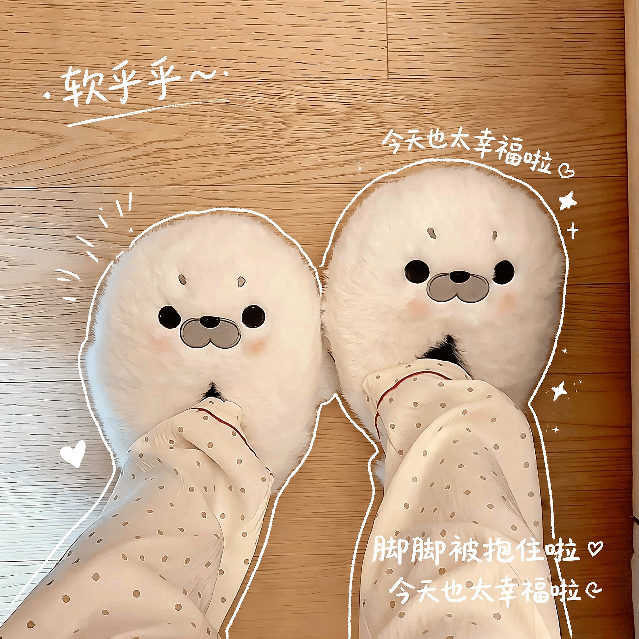 立减5元可爱小海豹圆头棉拖鞋