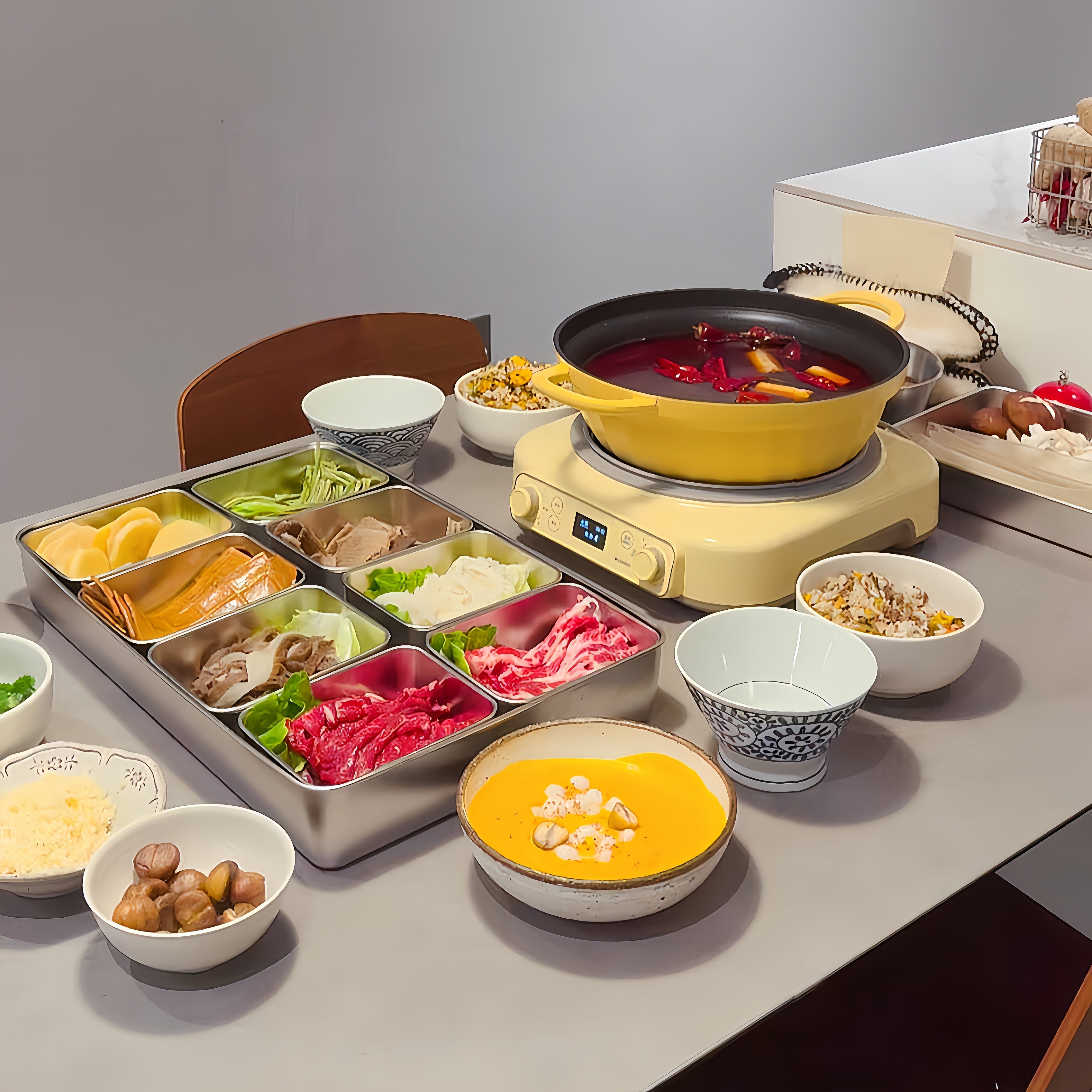 火锅备菜盘多格调料罐不锈钢厨房调味盒食品级收纳装冰粉配料盒,厨房/烹饪用具,配菜/备菜盘,淘宝优惠券,粉丝福利购,淘宝优惠卷