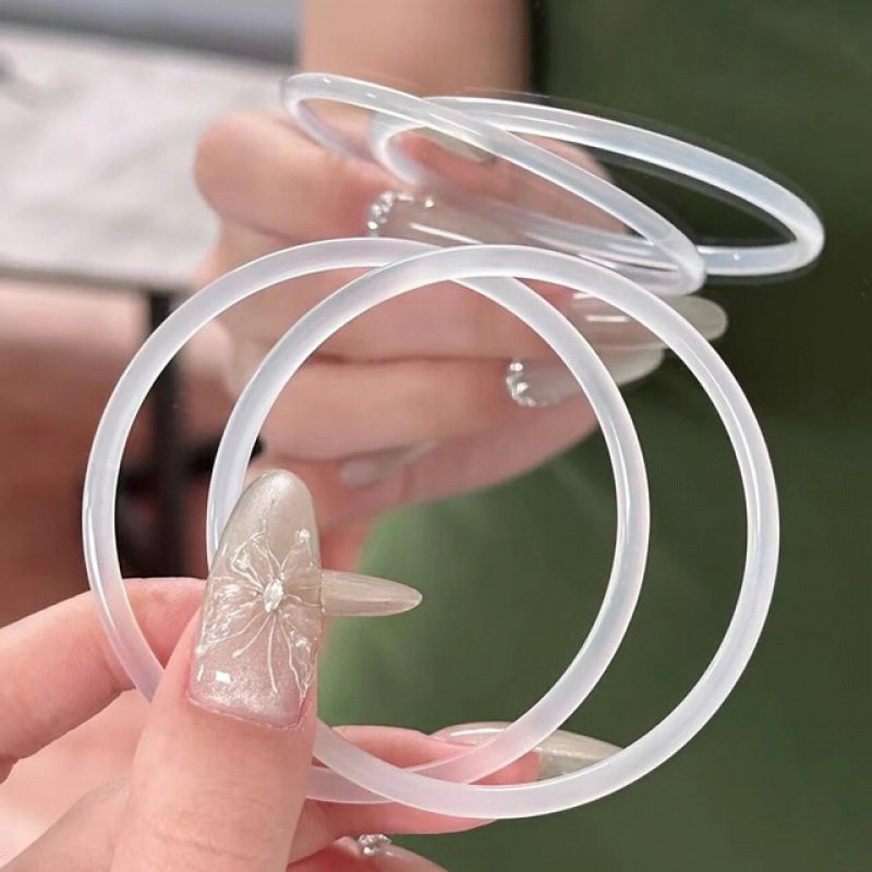 叮当镯一对冰种天然荔枝冻玉髓