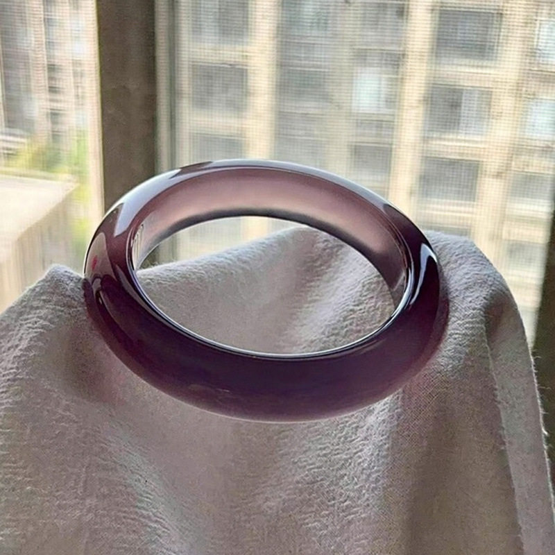 高冰种天然玉髓手镯正品帝王紫