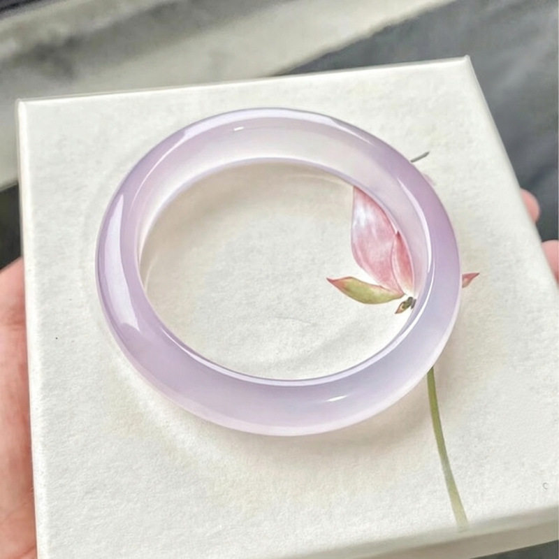 天然玛瑙手镯紫罗兰镯子冰飘