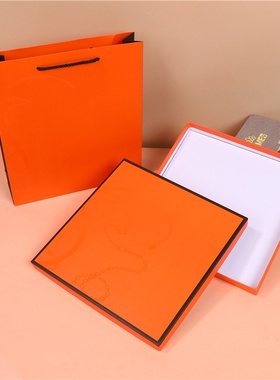 工厂现货批发橙色天地盖礼盒丝巾包装盒披肩丝绸高档礼品盒空盒子