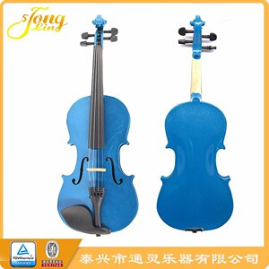 夹板蓝色小提琴椴木压板学生琴厂家批发多色可选