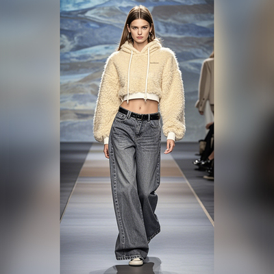 SoulSense潮牌修身时尚休闲洗水牛仔弹力阔腿裤2025年秋