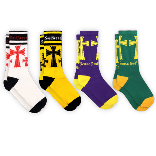SoulSense潮牌十字logo棉袜袜子中筒棉袜全棉透气男女秋冬长袜