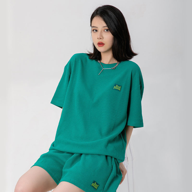 SoulSense潮牌夏季新品华夫格系列宽松运动圆领T恤短袖短裤套装女,女装/女士精品,时尚套装,淘宝优惠券,粉丝福利购,淘宝优惠卷