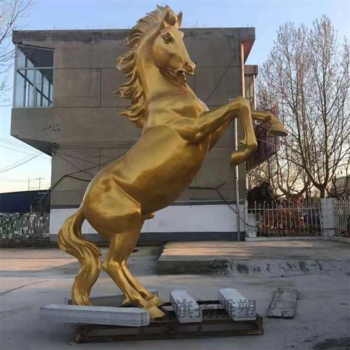 玻璃钢马雕塑仿真仿铜金色飞马大骏白奔马动物不锈钢大型户外摆件