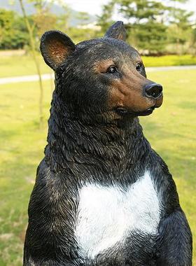 户外大型仿真黑熊雕塑玻璃钢动物园公园小区草坪园林景观装饰摆件