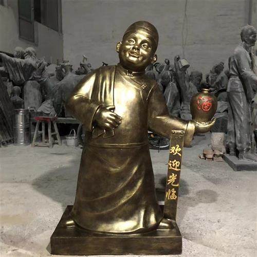 玻璃钢卡通人物雕塑饭店门口迎宾人物店小二龙虾迎宾雕塑现货