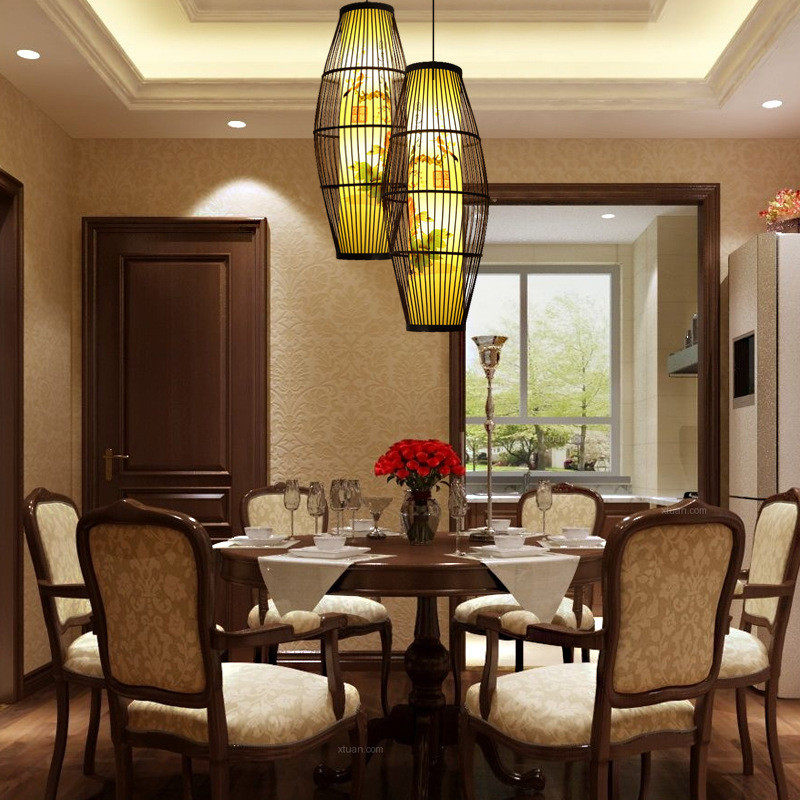 新中式仿古竹艺灯笼日式禅意竹编灯餐厅茶楼农家乐复古鸟笼吊灯,家装灯饰光源,客厅吊灯,淘宝优惠券,粉丝福利购,淘宝优惠卷