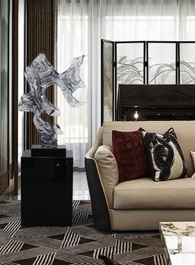 客厅玄关抽象雕塑摆件透明树脂工艺品酒店前台样板间装置艺术品