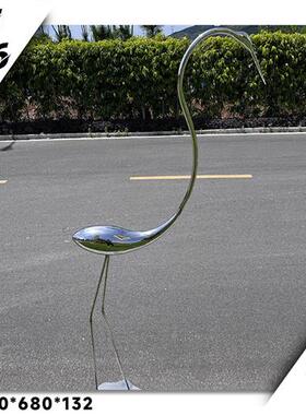 不锈钢金属仙鹤鸟白鹭雕塑售楼部样板间庭院水池草坪装饰户外摆件