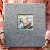 布艺开窗式 覆膜纪念册情侣成长恋爱纪念册 diy手工相册本自粘贴式