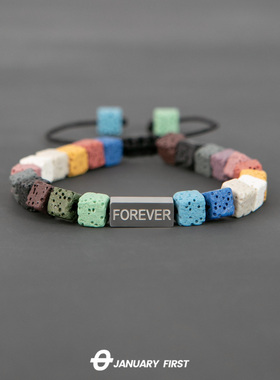 彩色火山石串珠手链多巴胺高级感