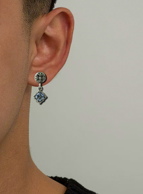 复古十字架耳环原创设计小众耳坠高级感单只潮男耳钉痞帅耳饰独特