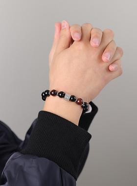 手串黑曜石日韩男女手链