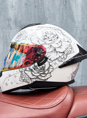 LVS摩托车头盔男女双镜片全盔机车跑车蓝牙槽新国标3C认证DOT认证