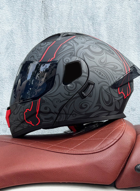 新3C认证Orz摩托车头盔男女机车揭面盔双镜片蓝牙槽半全盔四季