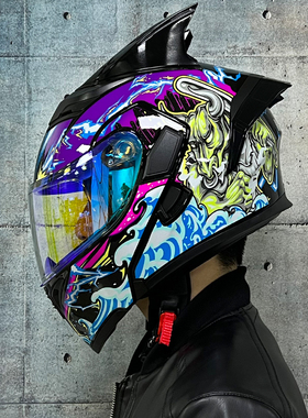 3C认证JIEKAI捷凯摩托车头盔男女揭面盔新国标蓝牙槽机车四季