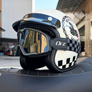 蓝牙 3C认证ORZ复古摩托车头盔男女3 4半盔电动踏板机车可装