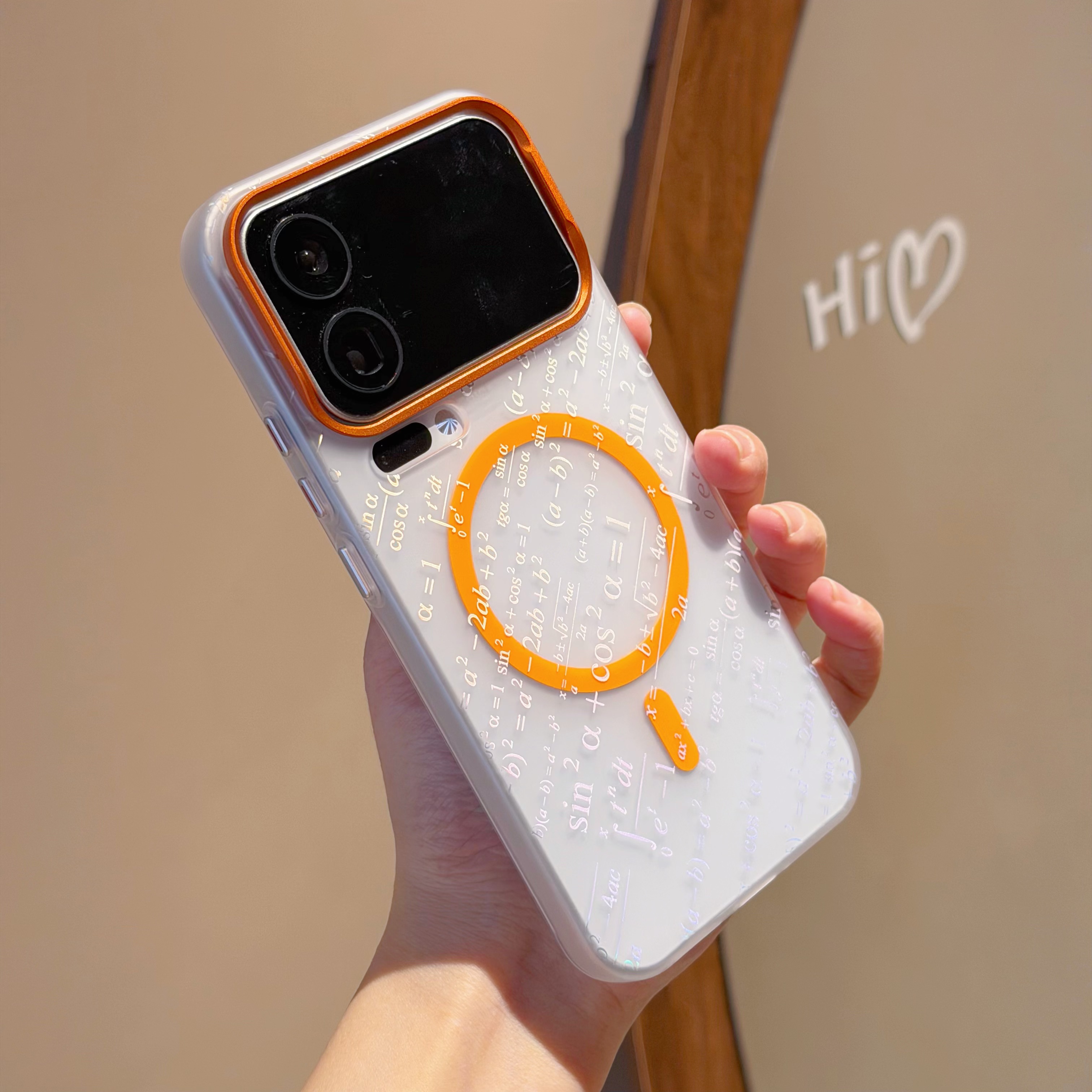 橙色超火烫金磁吸手机壳