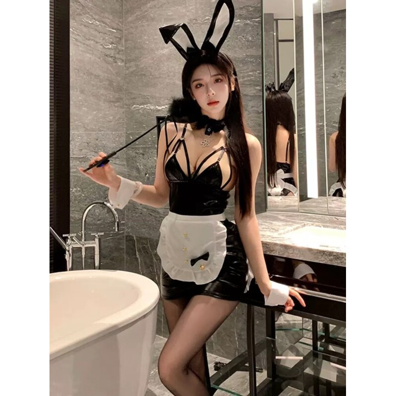 纯欲奶油女仆制服超甜少女夜店兔女郎cosplay套装可爱漆皮连衣裙