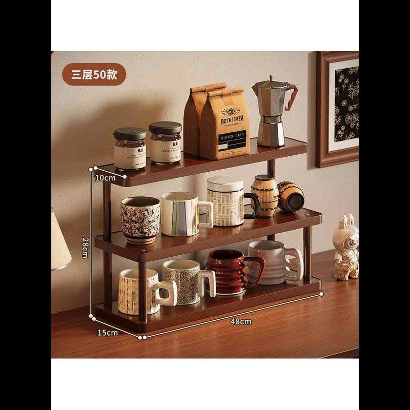 茶具茶杯置物架桌面杯子茶壶水杯防尘收纳架子茶桌桌上小型博古架