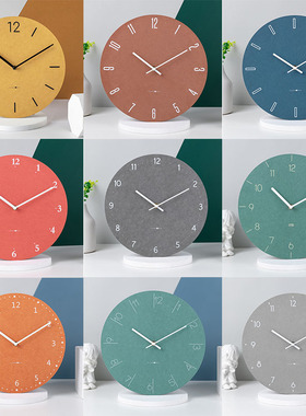 绿色挂墙装饰北欧简约现代挂钟时尚简约时钟静音圆形客厅卧室钟表