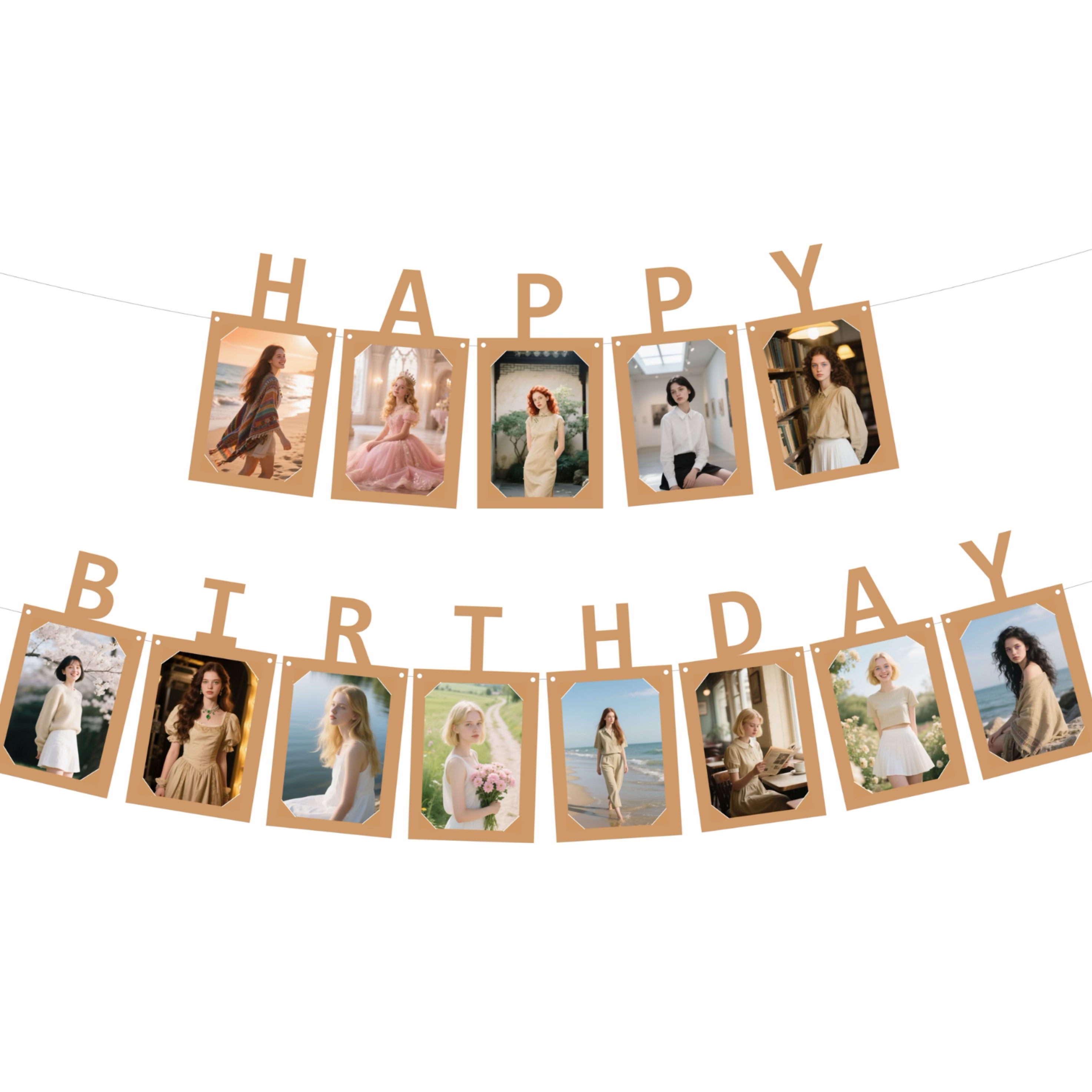 生日拉旗横幅牛皮纸派对布置拍照道具挂件相框拉花装饰照片墙周岁