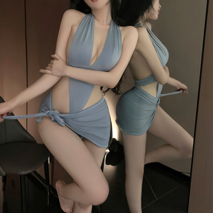 欧美风性感度假时尚套装修身v领收腰露背显胸连体衣辣妹包臀短裙