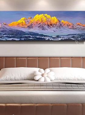 YZS 手绘油画【紫霞】紫色风景立体画客厅餐厅沙发背景床头横幅画