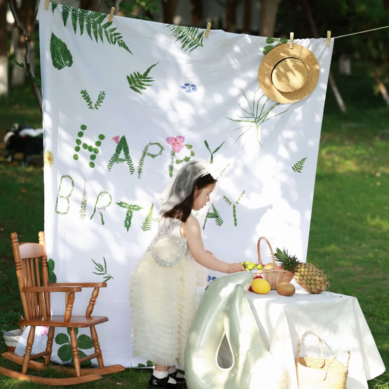 小清新生日背景挂布户外
