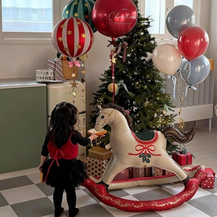 MerryChristmas圣诞节派对用品圣诞气球条纹气球木马气球场景装扮