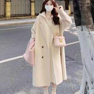 小个子毛呢外套女赫本风韩版中长款呢子大衣女装秋冬款学生套装潮
