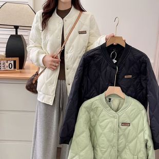 2024秋冬新款大码女装时尚简约立领压花保暖百搭棒球棉服H104 423