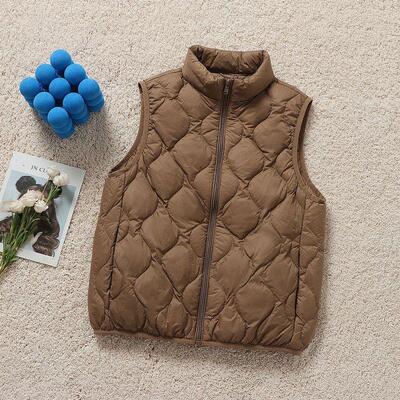 跨境秋冬新款羽绒服马甲女短款立领休闲轻薄背心保暖大码无袖外套