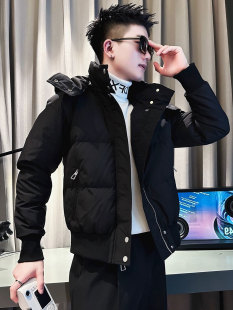 休闲痞帅外套 2024新款 高级感连帽羽绒棉服男冬季 潮牌网红棉衣男士