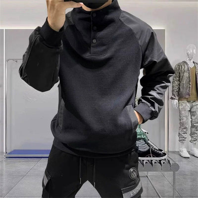 卫衣男士痞帅立领青年长袖t恤新款春秋季网红休闲打底体恤衫外套