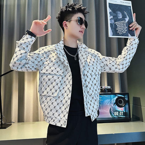 立领春秋季修身痞帅夹克外套男