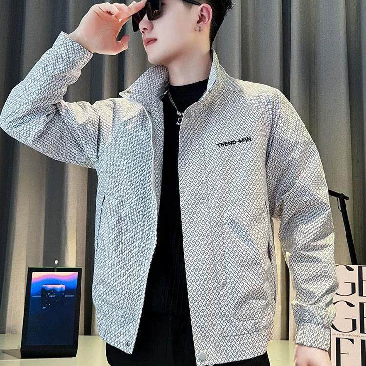 春秋款高级感夹克男士网红潮流上衣2024新款修身潮牌痞帅炸街外套