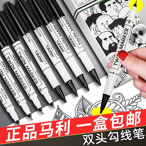 Ручка Marley Hook Line C7816, двуглавый, черный, маслянистый, с тонкой головкой, синий, красный, водонепроницаемый, быстросохнущий маркер