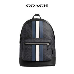 COACH/蔻驰双肩包男包经典标志条纹时尚背包大容量书包