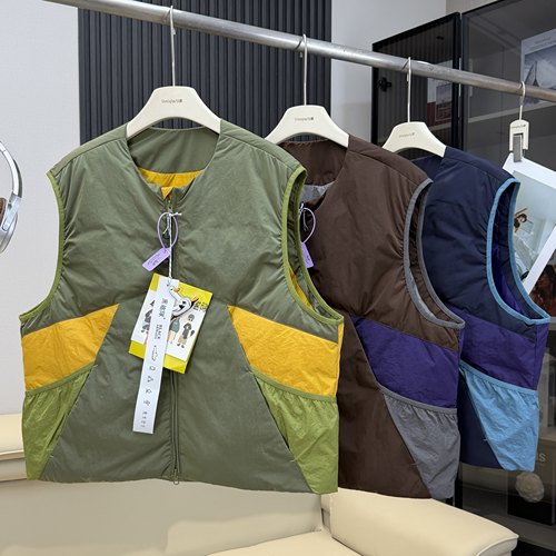 棵米ai蕉家！户外山系情侣宽松拼接撞色机能御寒保暖羽绒马甲外套