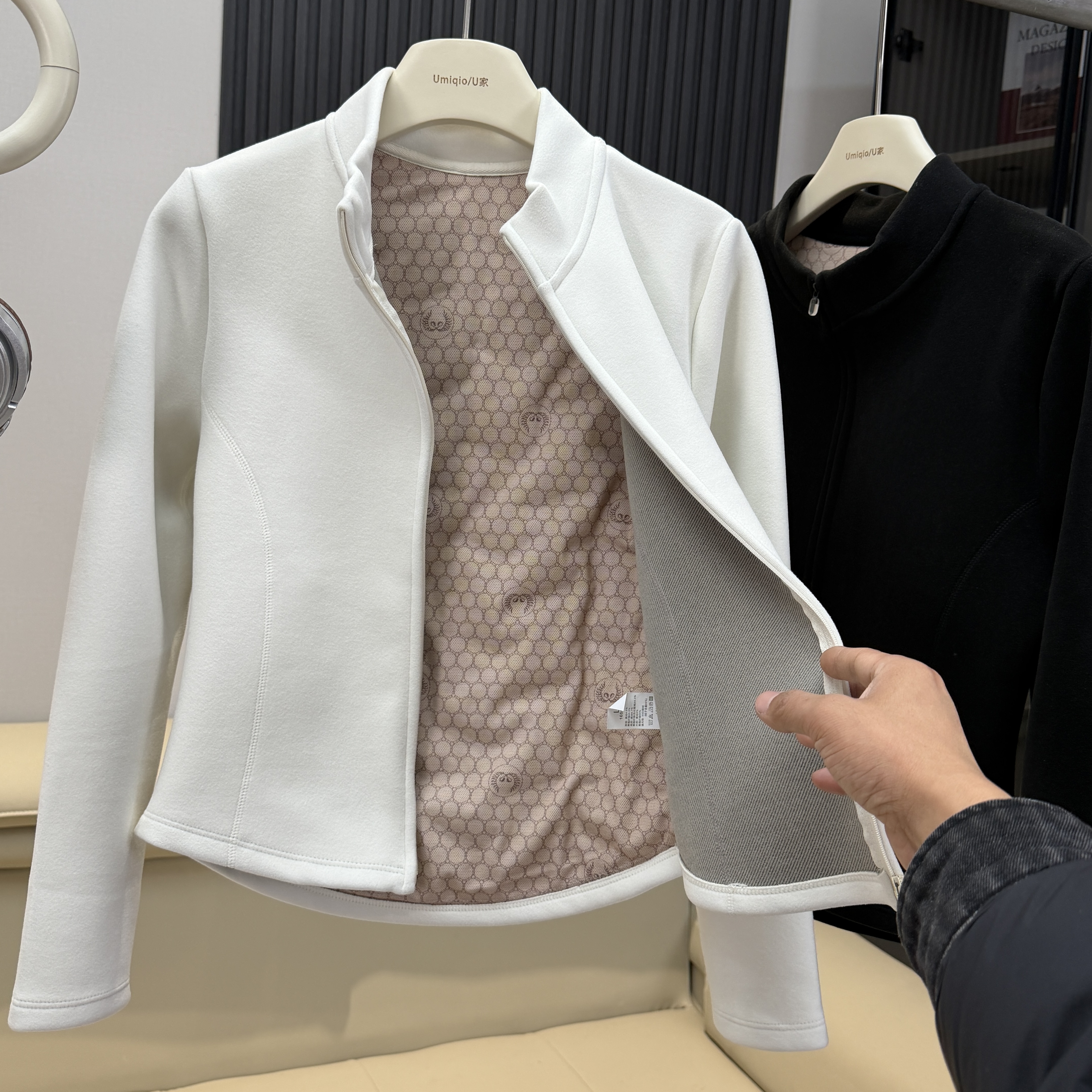 LU家订单！轻薄鹅绒保暖立领修身双拉链开衫半高领内搭小蛮腰外套