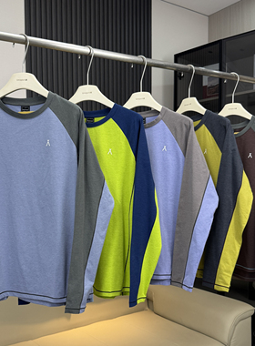 棵米ai蕉家！户外山系情侣撞色拼接速干透气徒步训练骑行长袖T恤1