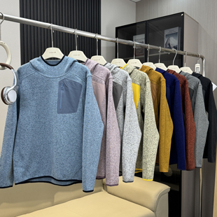 鸟家订单!户外山系男女压胶口袋连帽卫衣宽松休闲运动套头抓绒衣