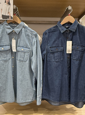 棵米ai蕉家春秋款牛仔工装衬衫长袖衬衣空调衫外套480004/479579
