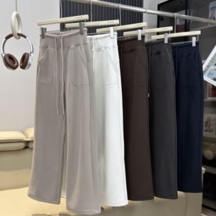 瑜伽裤 垂感显瘦加绒休闲口袋直筒阔腿裤 秋冬高腰加长版 LU家订单