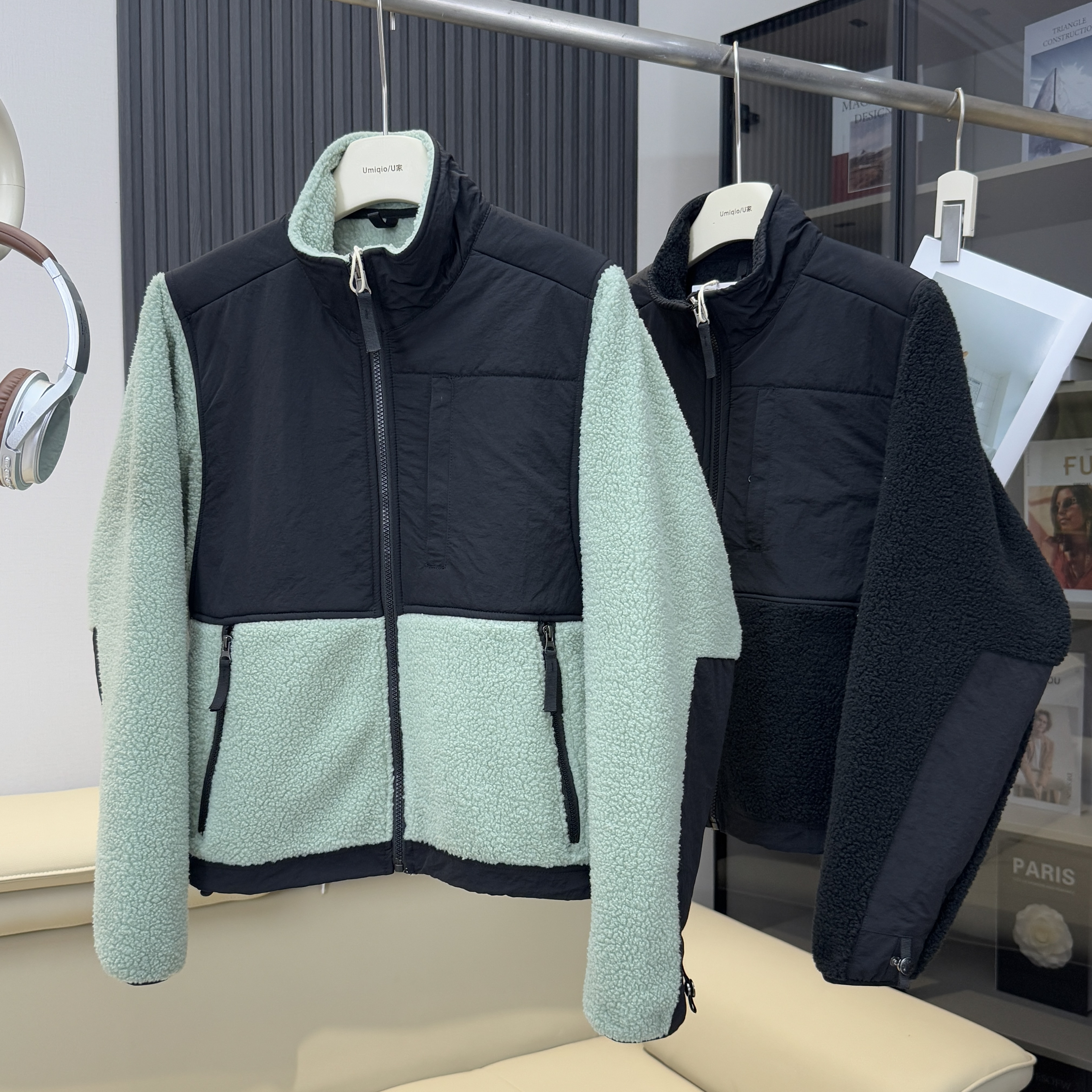 棵米ai蕉家户外山系保暖立领抓绒衣加厚摇粒绒外套宽松羊羔绒夹克