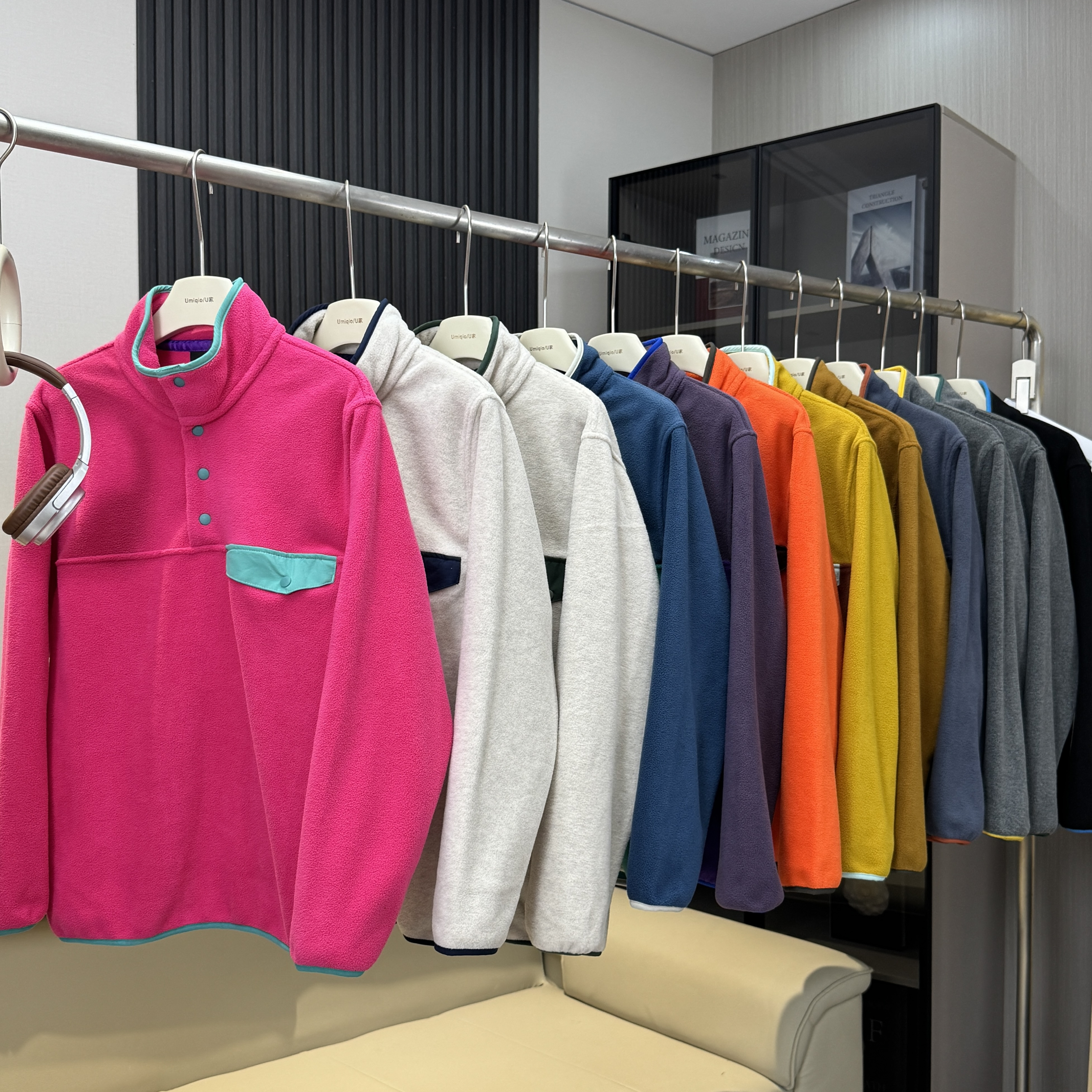 棵米ai蕉家！户外山系情侣复古拼色抓绒衣立领摇粒绒卫衣保暖外套